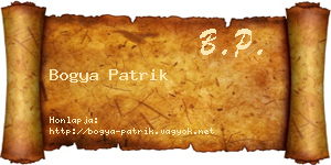 Bogya Patrik névjegykártya